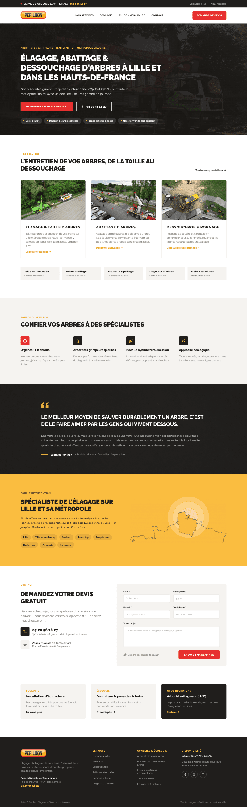La nouvelle page d'accueil de Perilhon Élagage